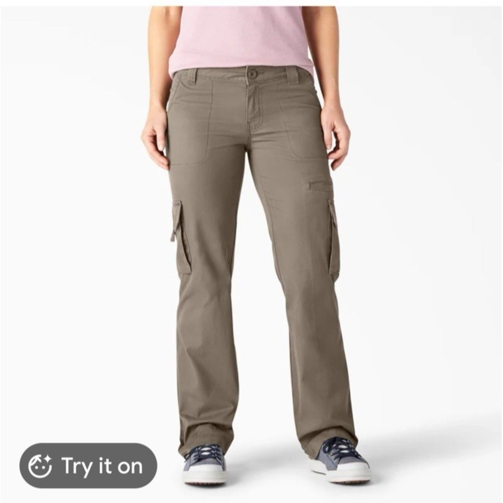 Dickies Khaki 100% Cotton Relaxed Straight Leg Cargo Pants Women 16 NWT Utility